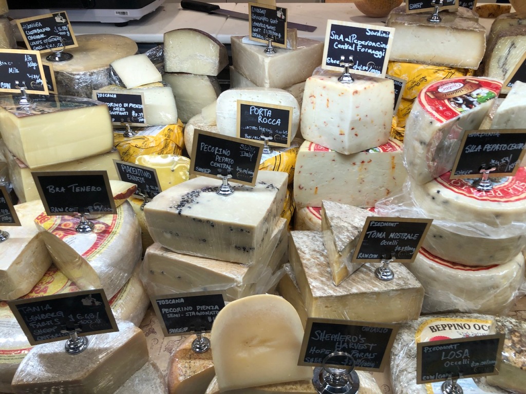Cheese variety at Eataly Toronto