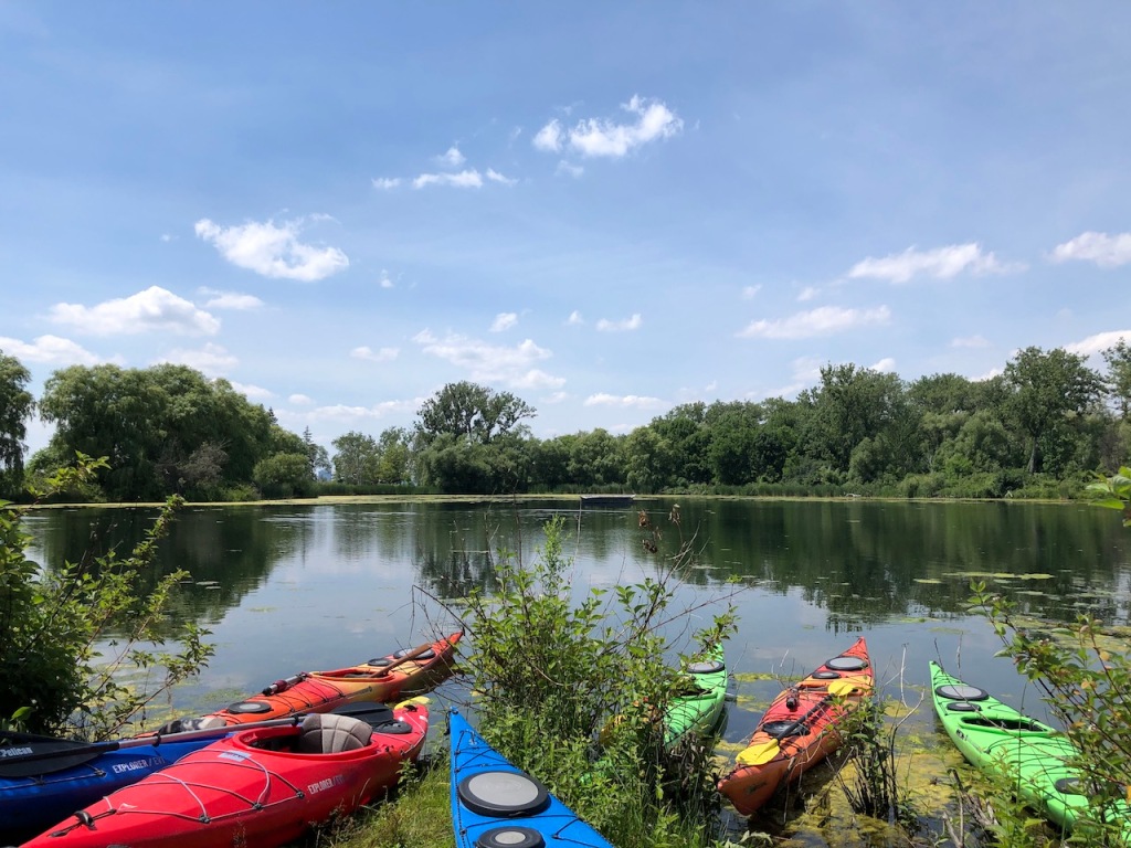 Kayaks at Trout Pond