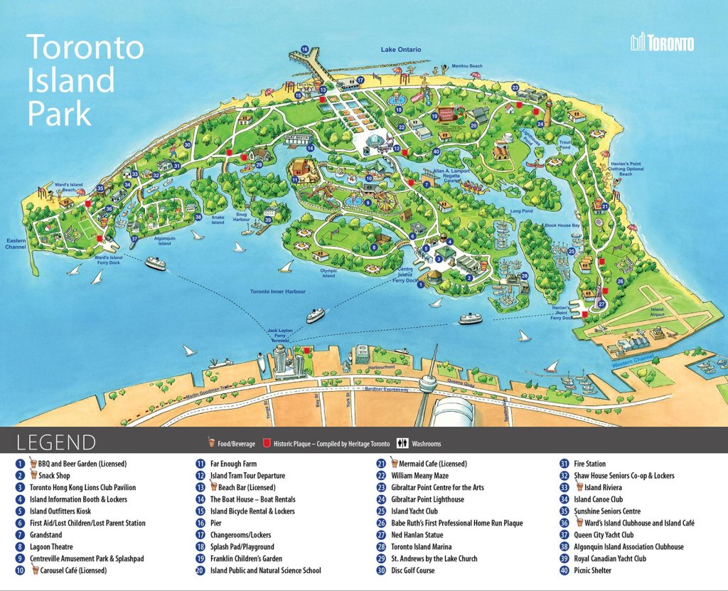 Map of Toronto Island Park.