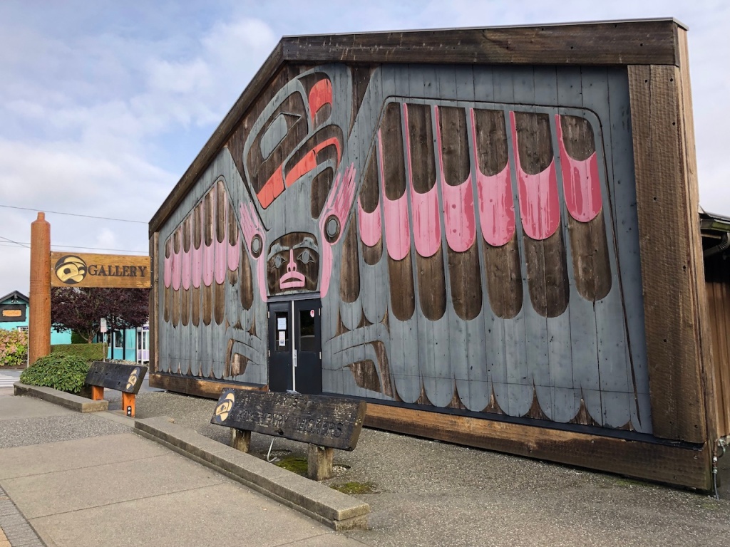 Front entrance of Roy Henry Vickers Gallery in Tofino, BC, Canada.