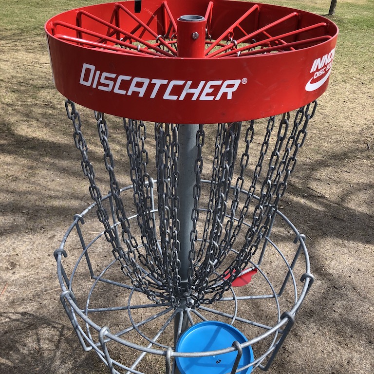 Disc golf basket.