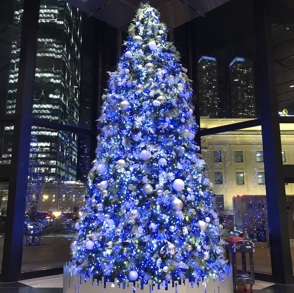 Blue and silver Christmas tree